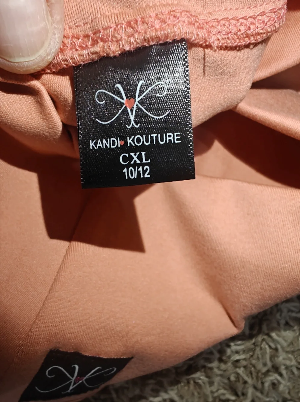 Kandi Kouture Peach Active Long Bottoms and Detailed Bralette Leo Set CXL 10/12